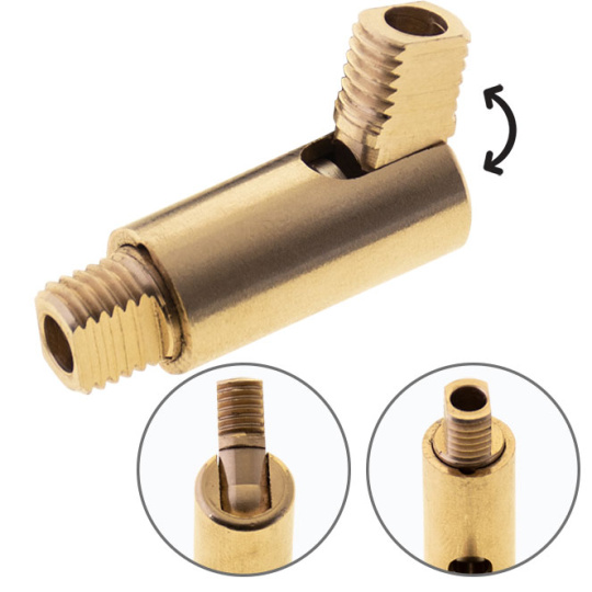 Giro Alt.4,2xD.1cm macho/macho M8x2 360°-90°, em latão bruto (GIRO SN12*M)