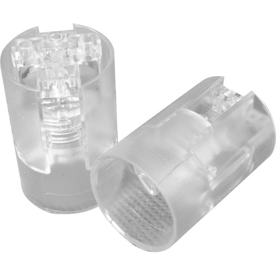 Transparent E14 2-pieces lampholder with plain outer shell, in thermoplastic resin