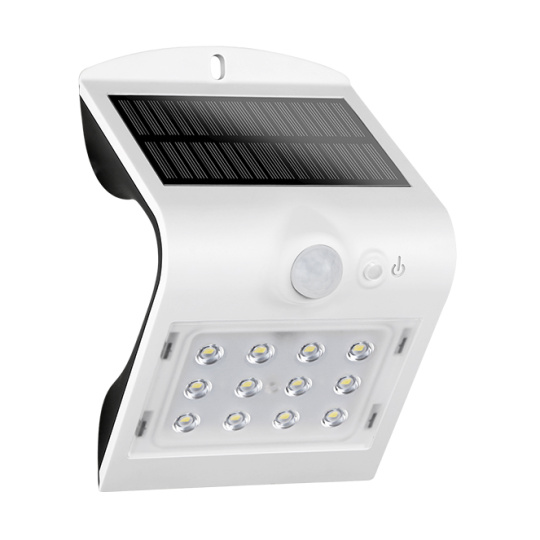 Aplique solar SOLARIS IP65 1,5W 220lm LED 3000K+LED traseiro 3000K C.9,65xL.7,94xAlt.14,49cm Branco