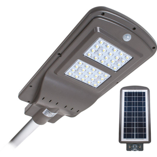 Aplique solar STREET com sensor IP65 1x40W LED 1100lm 6000K C.23xL.50xAlt.7cm Cinzento