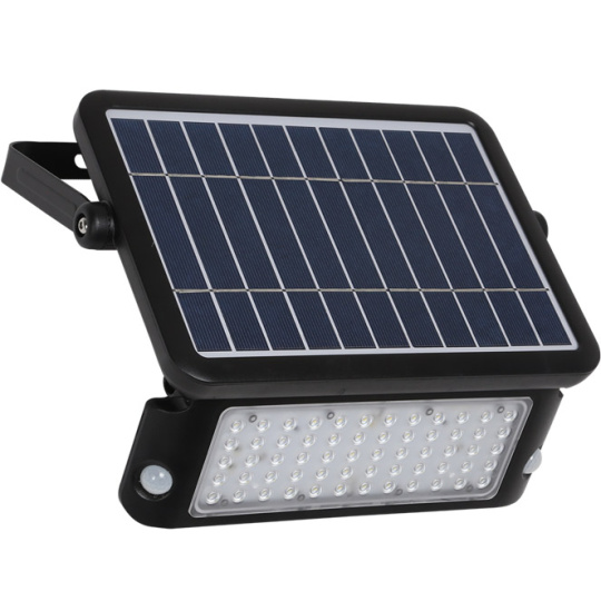 Aplique solar MURAT com sensor IP65 1x10W LED 1080lm 6000K 90°C.30xL.3,5xAlt.21,5cm ABS+PC Preto