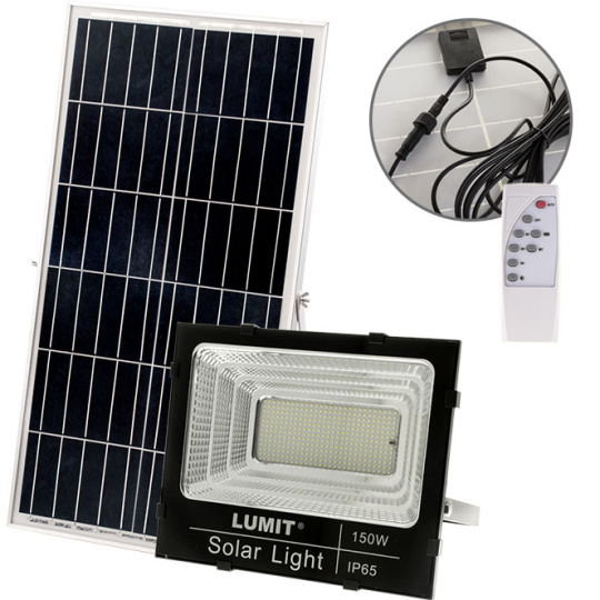 Solar Floodlight NAVARRE IP65 1x150W LED 4000lm 6500K L.35,2xW.9xH.28,5cm Black