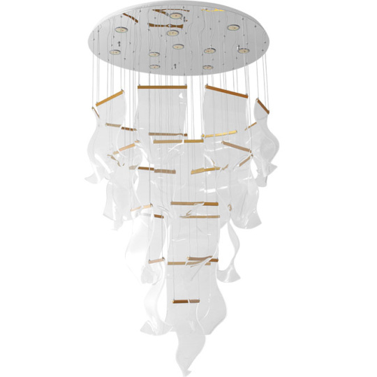 Ceiling Lamp CLAIRE 150+150W LED H.Reg.xD.97,5cm Gold/Chrome