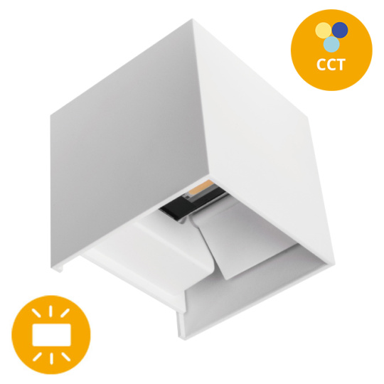 Aplique SOR IP65 2x5W LED CCT 3000/4000/6500K C.10xL.10xAlt.10cm Branco