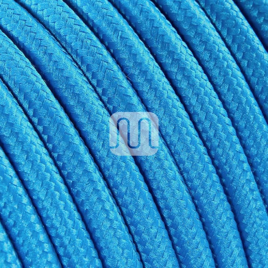 Cabo elétrico redondo flexível revestido a tecido H03VV-F 2x0,75mm2 D.6.2mm, em azul turquesa TO59