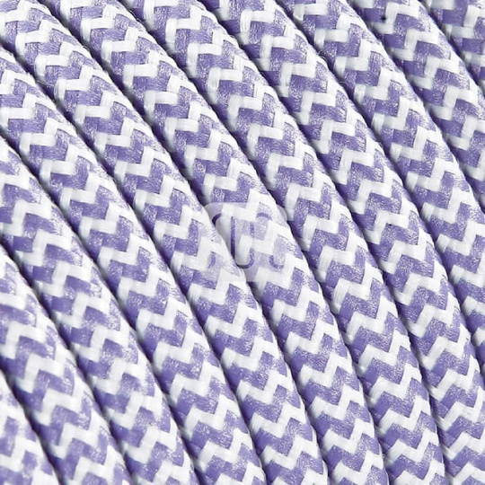 Cabo elétrico redondo flexível revestido a tecido H03VV-F 2x0,75mm2 D.6.2mm, em lilás/branco TO104
