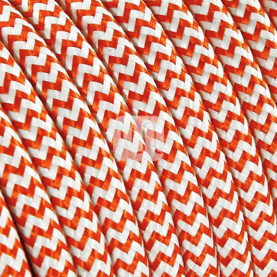 Flexible round fabric covered electrical cable H03VV-F 2x0,75 D.6.2mm white orange TO105