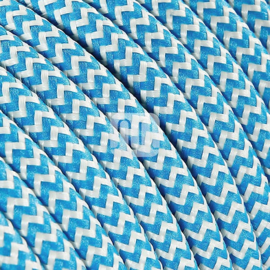 Cabo elétrico redondo flexível revestido a tecido H03VV-F 3x0,75mm2 D.6.4mm, azul turquesa/branco