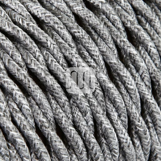 Cable eléctrico H05V2-K cubierto con tela torcida FRRTX 2x0,75 D.6.3mm gris TR402