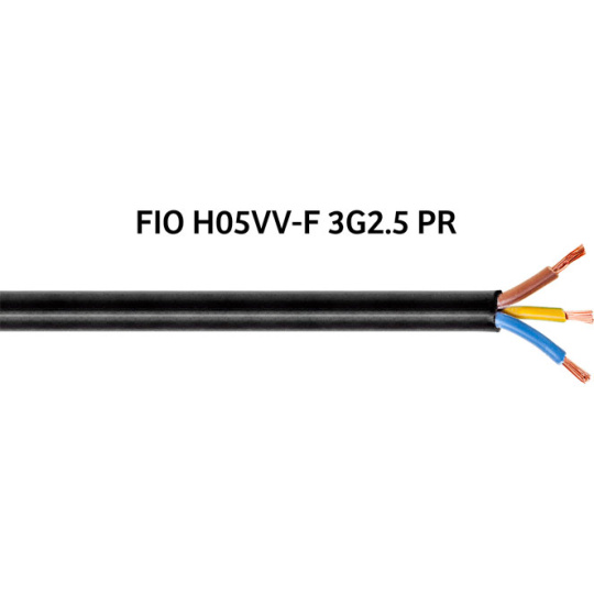 Cabo Baixa Tensão flexível H05VV-F (FVV) 3x2,5mm2 preto