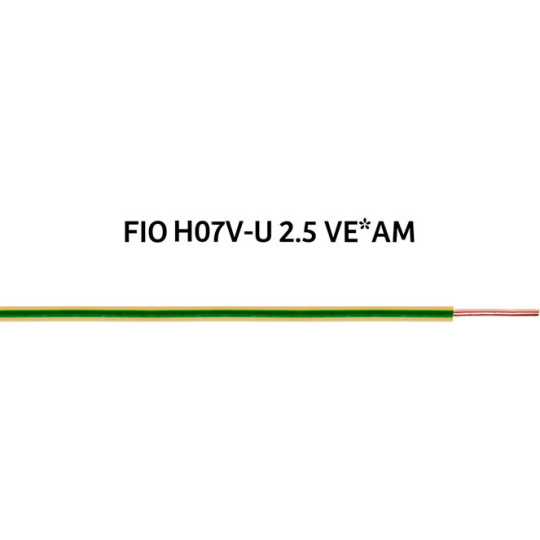 Condutor de Baixa Tensão rígido (terra) H07V-U (V) 2,5mm2 verde/amarelo