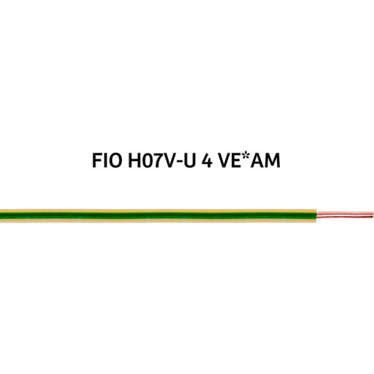 Condutor de Baixa Tensão rígido (terra) H07V-U (V) 4mm2 verde/amarelo