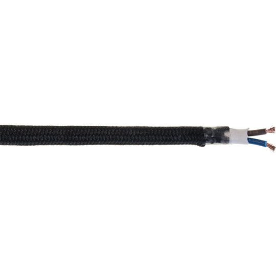 Cable eléctrico plano cubierto con tela negro H03VVH2-F 2x0,75mm² (Bobina 200m)