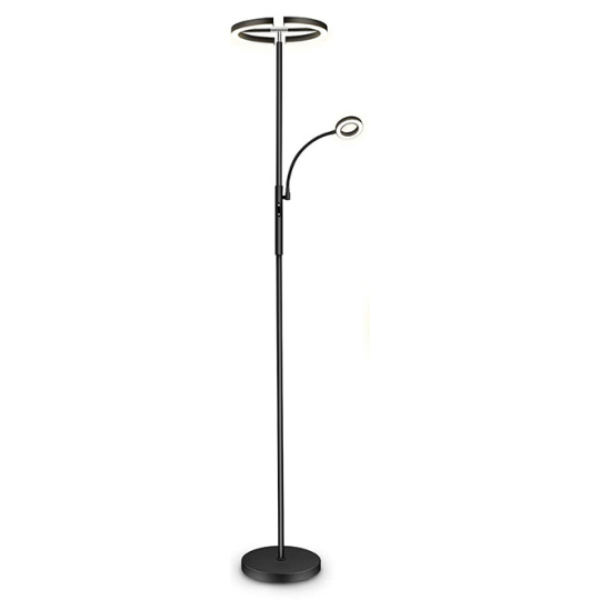 Floor lamp IRIS with reading arm 20W+7W LED CCT (3000K-6000K), in black