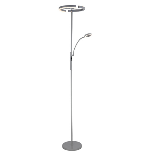 Floor lamp IRIS with reading arm 20W+7W LED CCT (3000K-6000K), in silver