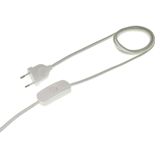 Conexión 2,0m con cable 2x0,75mm² blanco, clavija EU 2P blanca e interruptor de mano