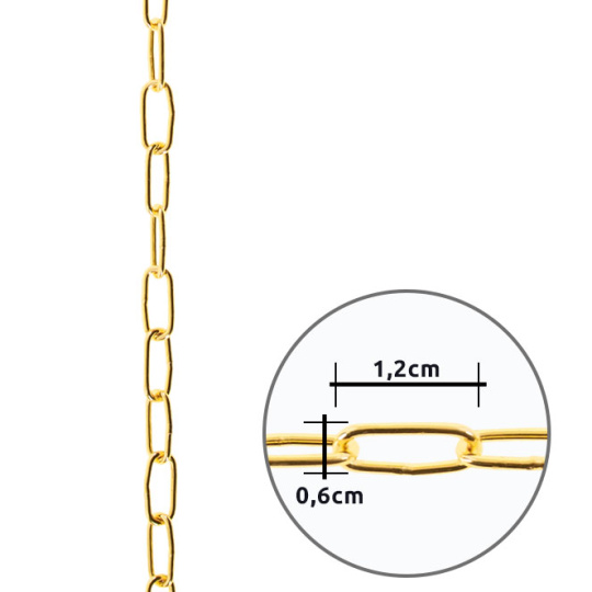 Cadeado em ferro dourado com aneis 1,2x0,6cm