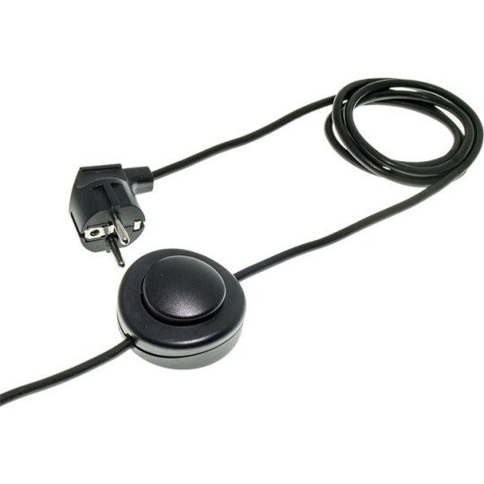Conexión 4,0m con cable 3x0,75mm² negro, clavija Schuko 2P+T negra e interruptor de pie