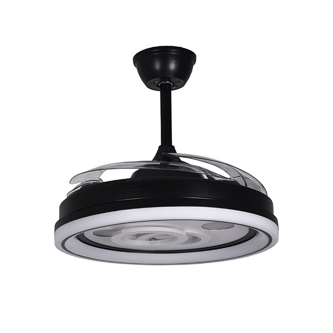 Ventilador con luz LED y 4 aspas retráctiles de 6 velocidades en color  negro BelAir Interlusa